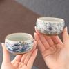 Large Ceramic Master Tea Cup Traditional Blue Beige Glaze Lohan Style for Home Use Gongfu Tea Set Luxury Drinkware