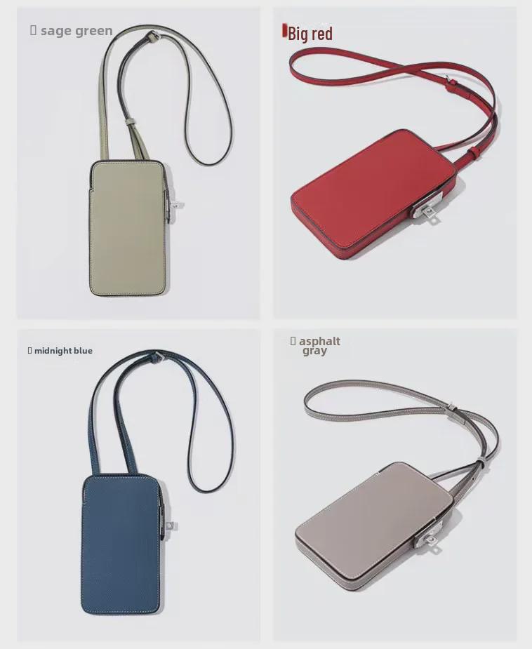 Women's Genuine Leather Mini Crossbody Lock Bag - Solid Color Palm Pattern