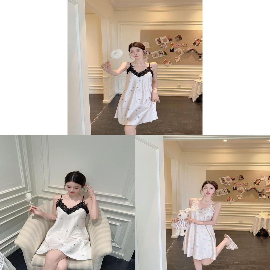 Ice Silk Sleeveless Short Dress For Women With Breathable Comfort For Home Use