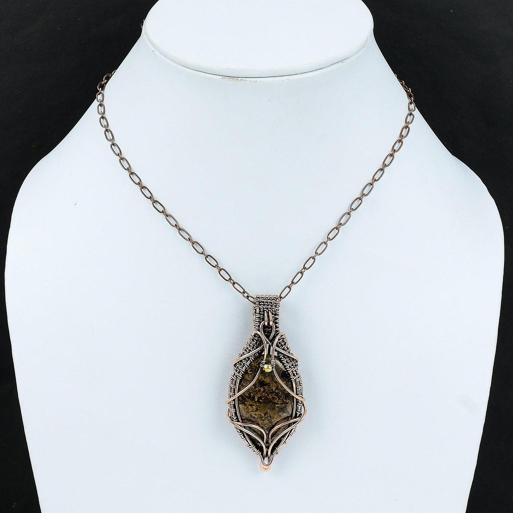 Bronzit Kupfer Anhänger Draht gewickelt Anhänger Handgefertigter Anhänger Kupferdraht Wickelschmuck Natürlicher Edelstein Anhänger Geschenk für Sie Antiker Anhänger