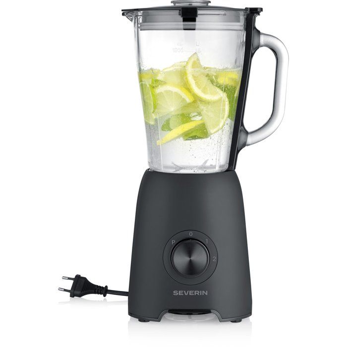 2-in-1 Blender - SEVERIN - SM3724 Mix & Go - Glass Container 1.5 L - Sturdy Water Bottle + Nut Grinder Accessory - Black
