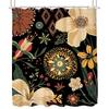 Abstract Bathroom Decor Shower Curtain With Retro Bohemian Flower Plants Mid-Century Modern Aesthetic