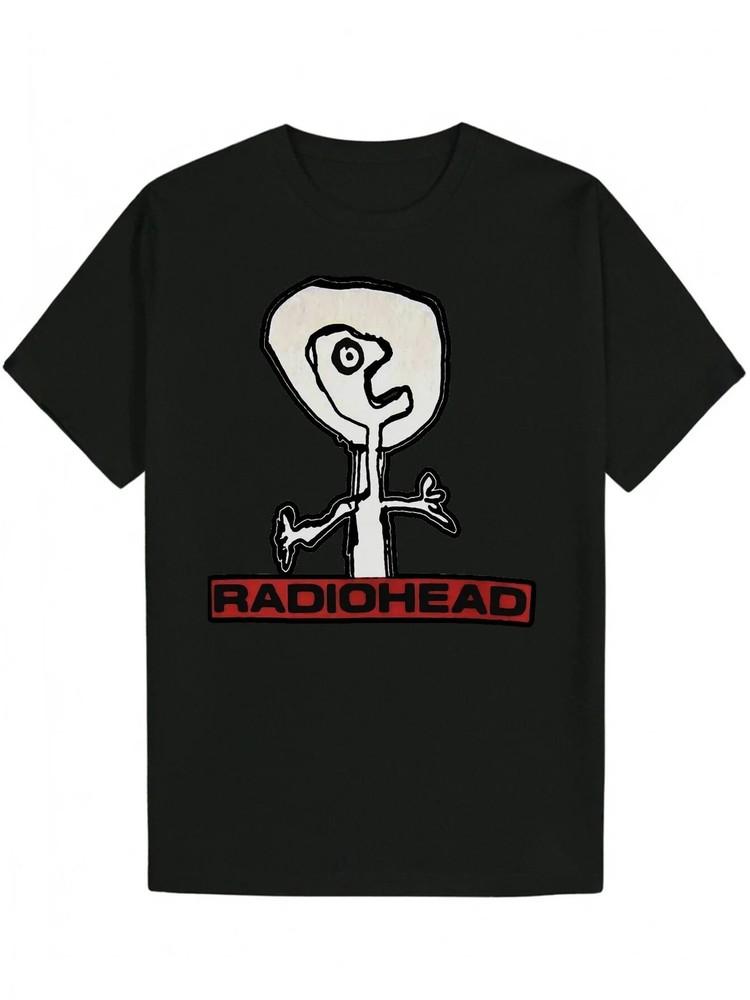 

Men s Radiohead Graphic Black T-Shirt - Funny Vintage-Inspired Design with Abstr S