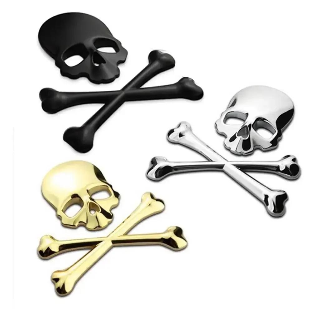 Teschio Scheletro Ossa Incrociate in Metallo 3D Adesivo per Auto Moto Etichetta per Camion Emblema Distintivo Decalcomania Logo Styling Auto Decorazione