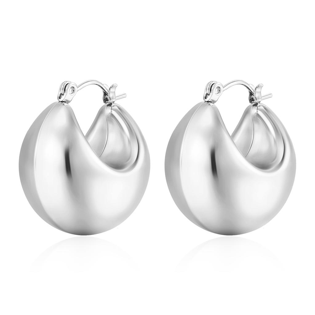 ins round stainless steel hollow earrings, chubby irregular round ball ear buckles, European and American fashion personalized jewelry