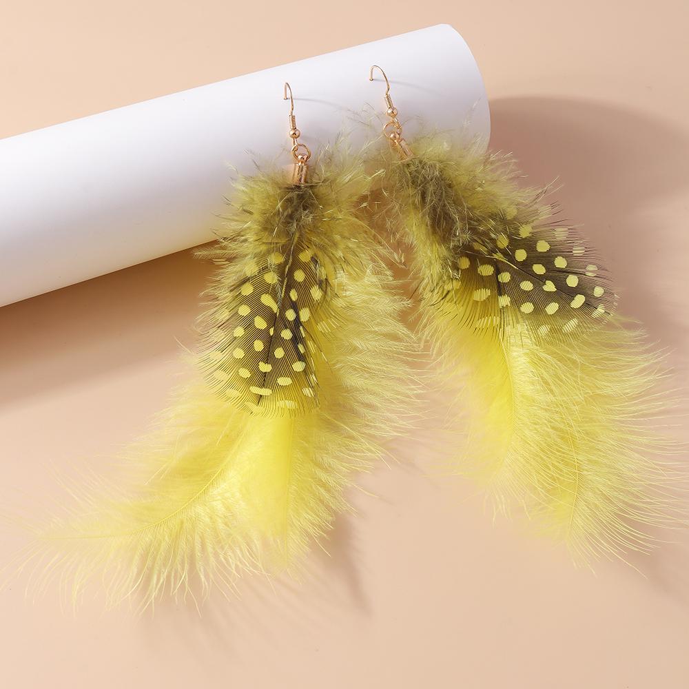Pretty Feather Drop Earrings for Women Girls Bohemia Earrings Handmade Party Holiday Jewelry Gifts