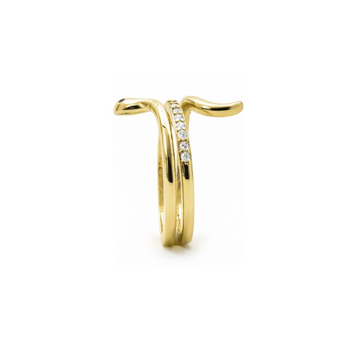 Anneau - LUXENTER - Helmsu - Doré 18 carats - Métal brillant &amp; zircone - Taille unique