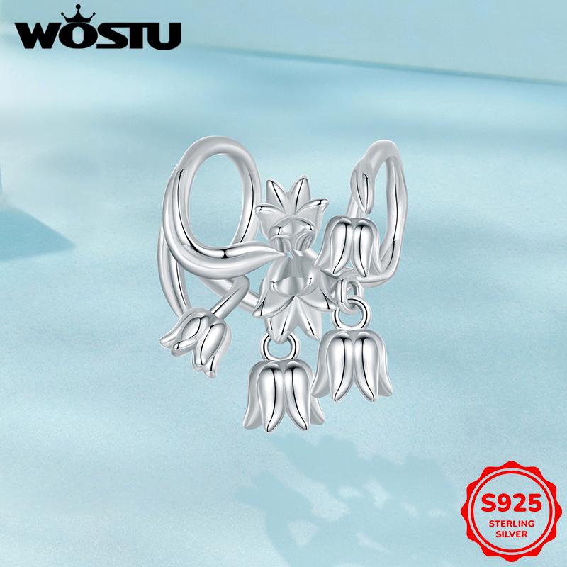 WOSTU 925 Silver Sea Shell Conch Charm Pendant For Necklace Lily of the Valley Charm