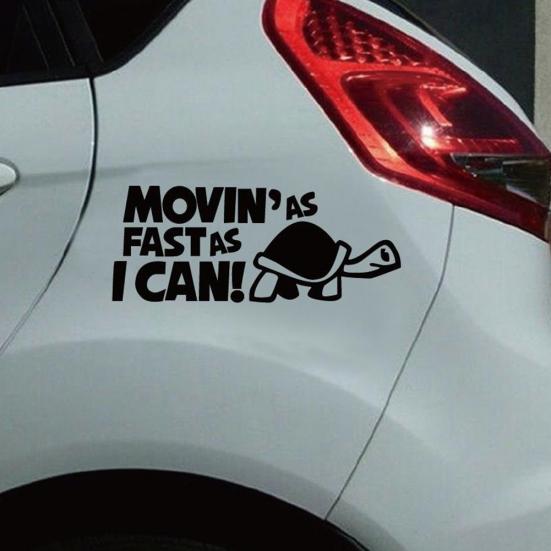 Funny Movin'as Fast As I Can Tortoise Car Sticker Cartoon Animal Window Decal