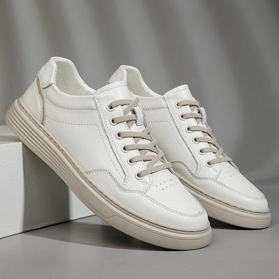 New Breathable Mens Shoes Fashion Hollow Out Walking Sneakers Comfy Outdoor Italian Genuine Leather Casual Shoes Skateboard Shoe