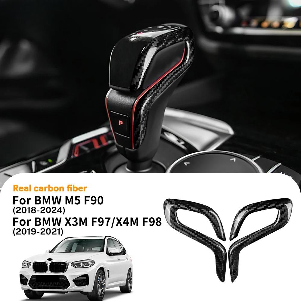 AAACF1 Real Dry Carbon Fiber for BMW F90 M5 F97 X3M F98 X4M 2019-2023 Automatic Shift Gear Knob Trim Cover Car Retrofitting Accessories