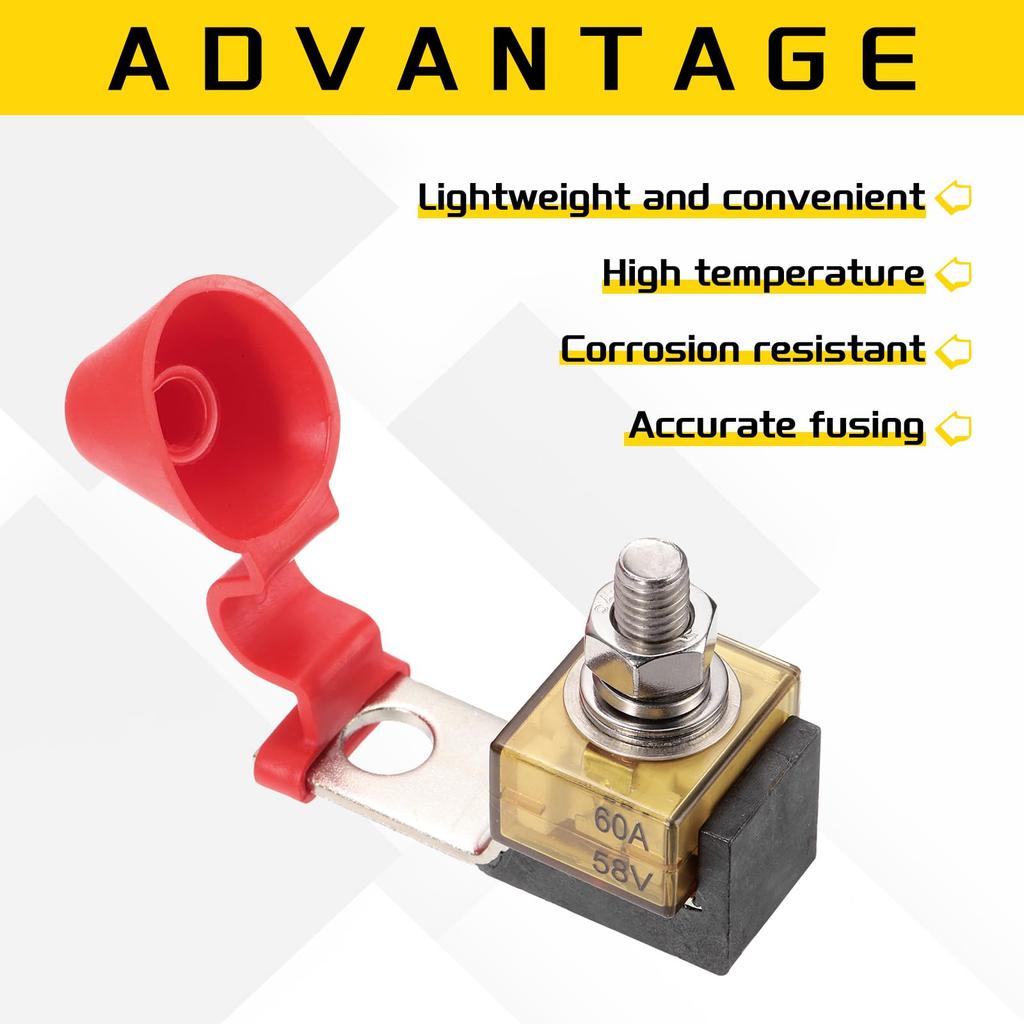 uxcell Terminal Fuse 60A Terminal Block Fuse 58V DC Marine Rate Fuse and