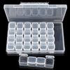 28-Compartment Flip-Top Clear Storage Box for Beads, Jewelry, and Nail Art Accessories