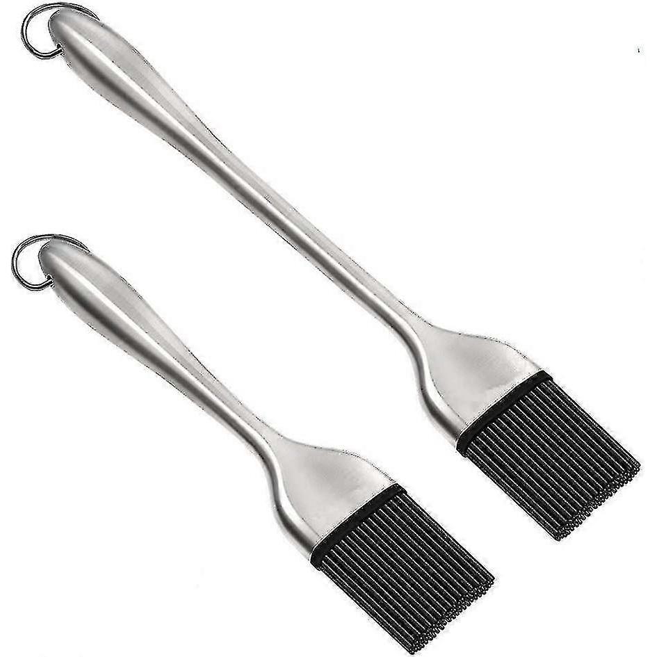 2er-Pack Silikon-Grillbürste, Professionelle Küchen-Back-Koch-Grillbürste, Heftbürste für Gebäcköl mit Edelstahlgriff, Hitzebeständig, Flexibel