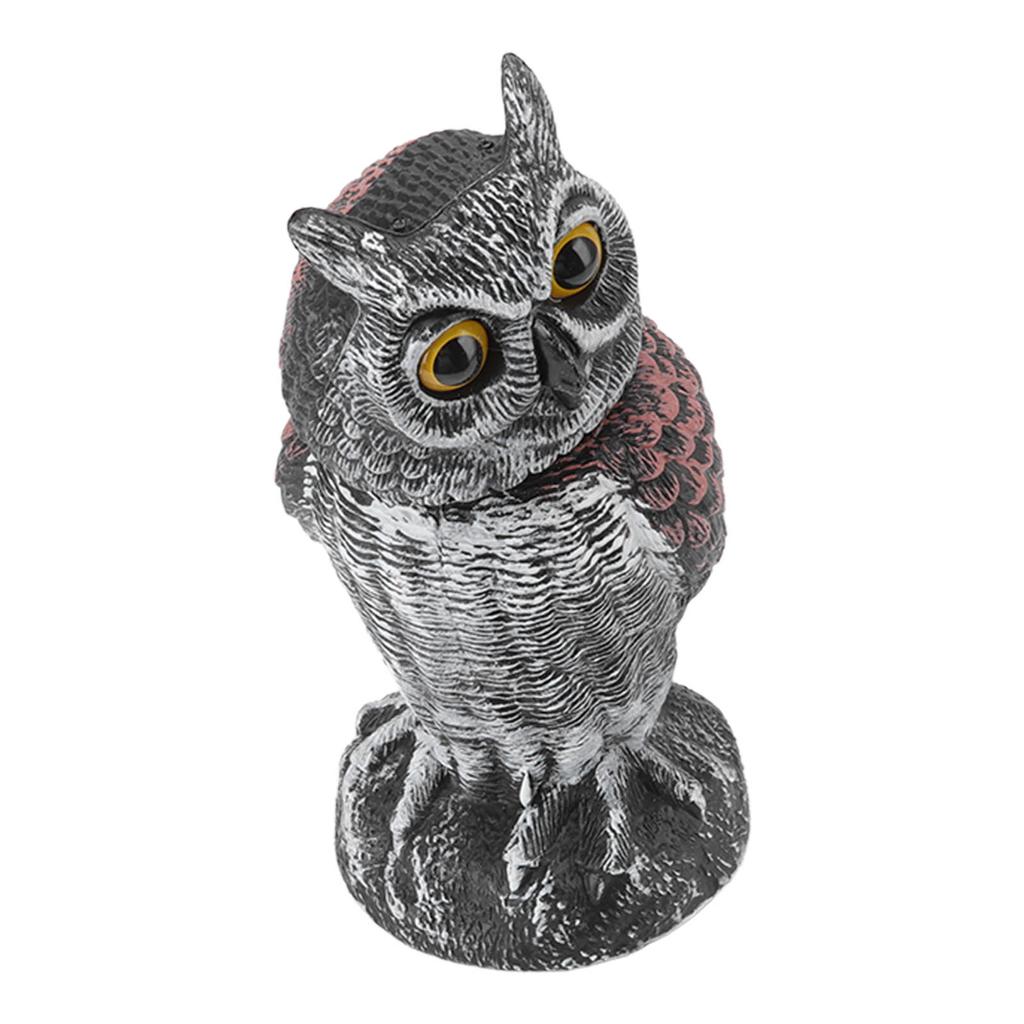 Owl Decoy Plastic Striped Small Shakeable Waterproof Vivid Shape Fake Owl Scarecrows for Courtyards