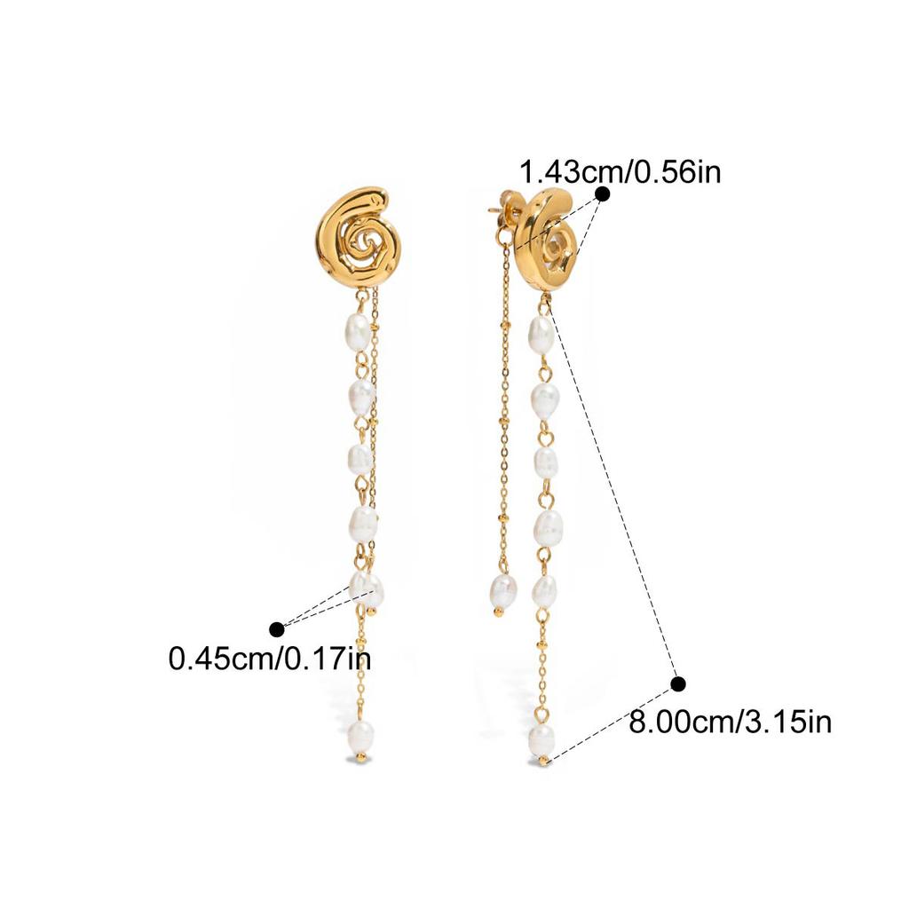 Yori Fashion Freshwater Pearl Tassel Pendant Spiral Earrings for Women 18k PVD Plated Summer Jewelry 2025