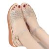 Foreign Trade Wedge Sandals Women's 2024 Summer New Mid-heel Wedge Heel Flat Bottom One-word Buckle with Open-toe Mesh Women's Shoes