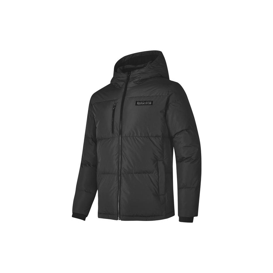 Skechers Sports Lifestyle Series Hooded Letter Print Warm Waterproof Down Jacket Men Outerwear Charcoal P423M126-0018 2XL