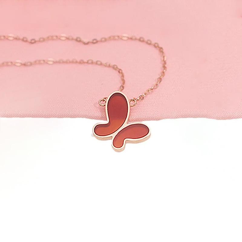 Purple Gold Butterfly Necklace Plated With Rose Gold Temperament Design Colored Gold Collarbone Chain