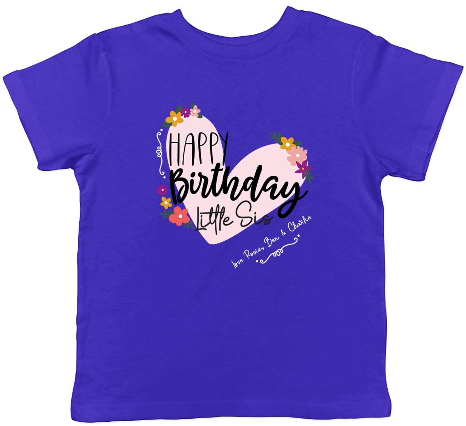 Personalised Happy Birthday Little Sis Celebration Kids T-Shirt Boys Girls Gift 160
