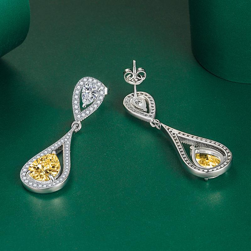 BELLA BOX Luksusowe kolczyki w kształcie gruszki dla kobiet, modne, na ślub, zaręczyny, przyjęcie, prezent