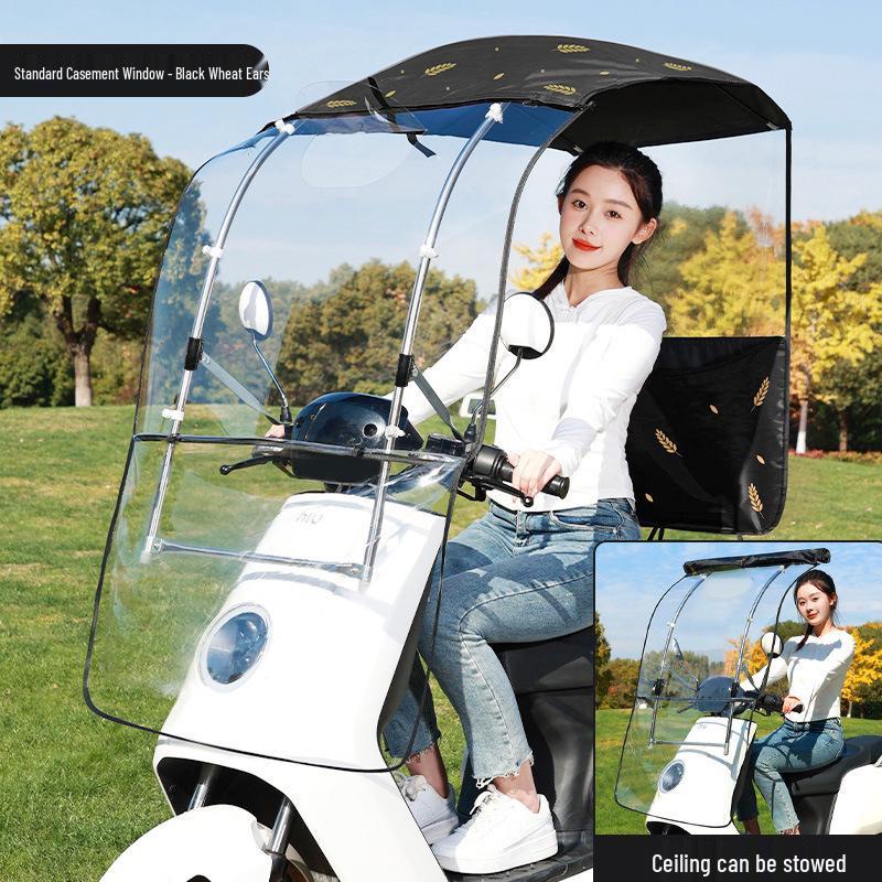 Enhanced Electric Motorcycle Canopy: Rainproof, Removable, and Windproof Umbrella