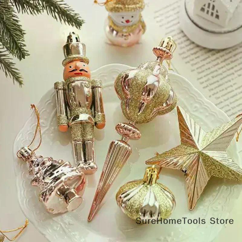 2PCS Red&white Christmas Hanging Decoration Plastic Santa Clause Christmas Tree Ornament Festival Party Supplies Xmas Baubles