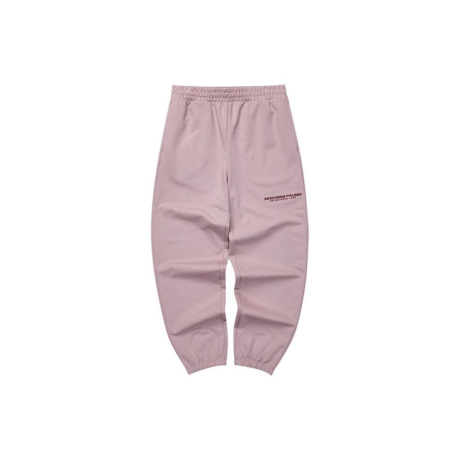 Skechers Letter Mid-Rise Loose Fit Cuffed Knit Sports Pants Men pants Wood-Rose L124M054-04JD S