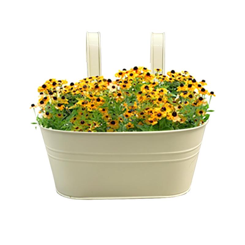 Detachable, Double Hook, Oval Flower Pot, Balcony Flower Pot, Dual-use for Railing and Fence, Hanging Type, Metal, Flower Pot Hanging Bucket