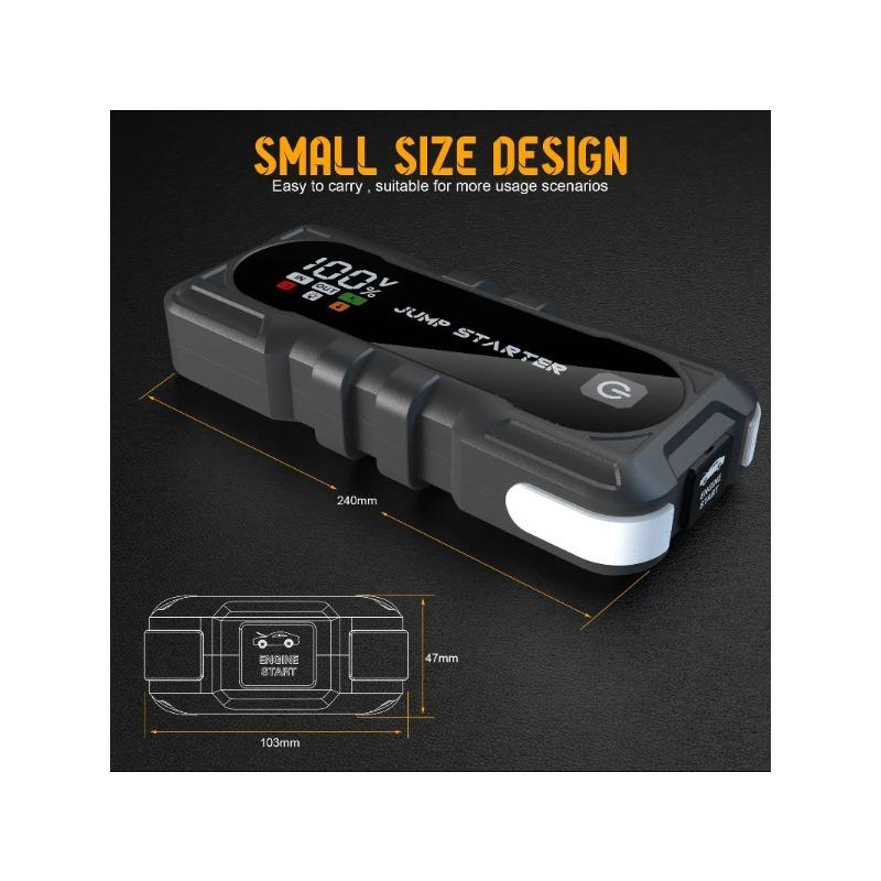 Portable Jump Starter Power Bank Fast Charging LED Light Car Battery Charger Truck & Motorcycle Peak Current 2500A