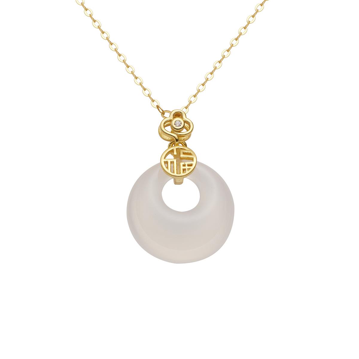 

Ожерелье из серебра 925 пробы в стиле ретро с безопасной застежкой Жуи, женская премиальная цепочка для ключиц, ожерелье с натуральным халцедоном, ювелирное изделие 925 Silver