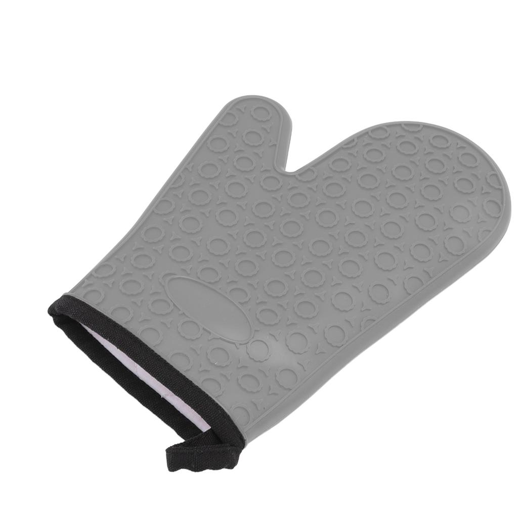 Silikon-Ofenhandschuh Hochtemperaturbeständig Wasserdicht Rutschfest Küchenbackhandschuh mit Baumwollfutter Grau