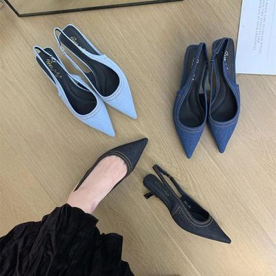 Mode Bailamos Helt Nye Dame Sandaler Mode Spids Tå Lav Slip-on Dame Elegante Slingback Sko Mellemhæl Pumper Sko Mujer