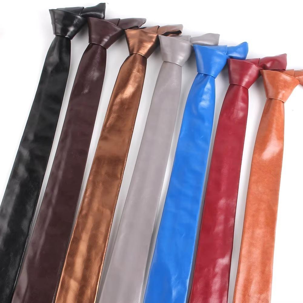 Retro JK Necktie Casual Narrow tie Classic PU Leather Ties Unisex