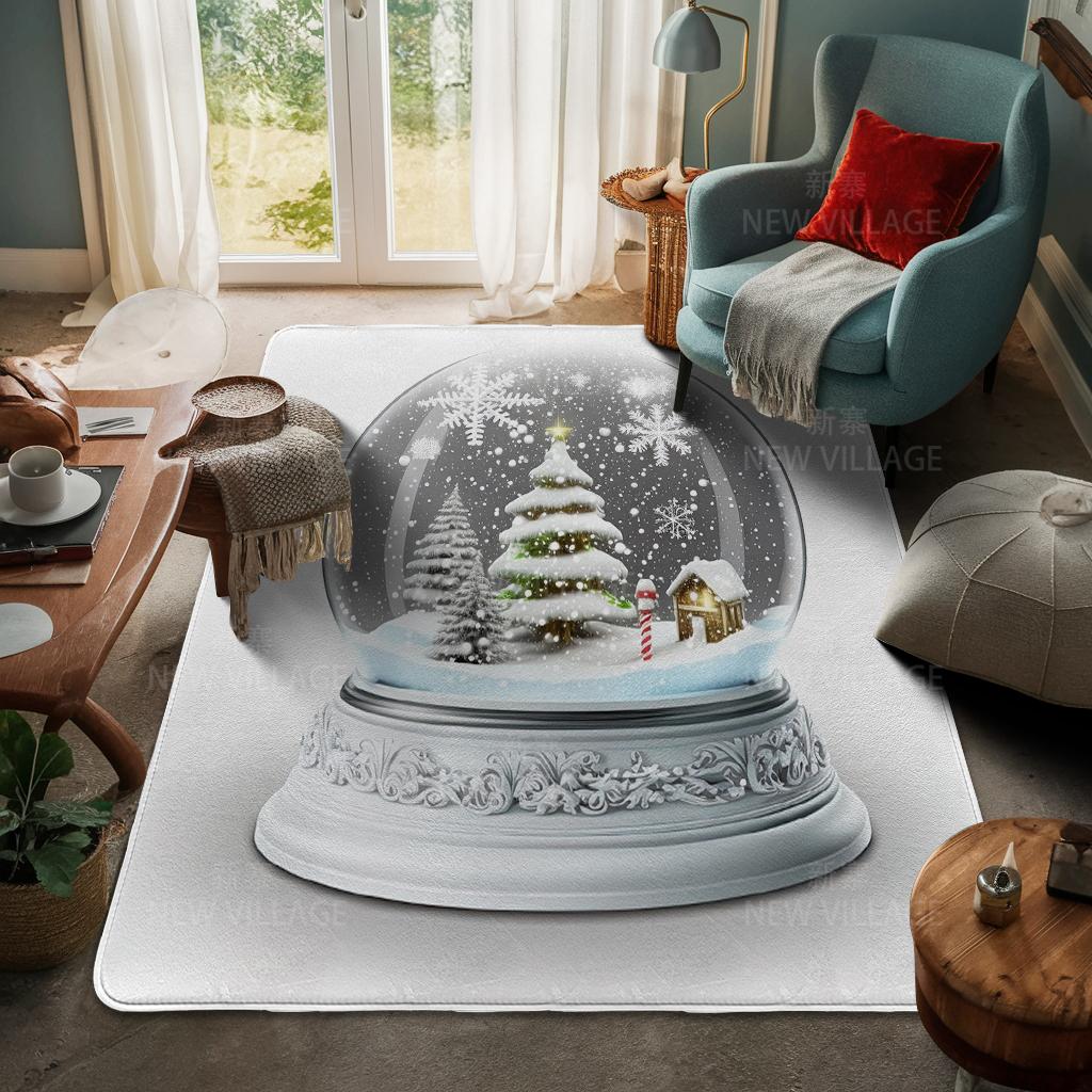 House Entrance Carpet Home Door Mat Living Room Bath Foot Bathroom Non-slip Water Absorption Rugs Bath Merry Christmas Winter
