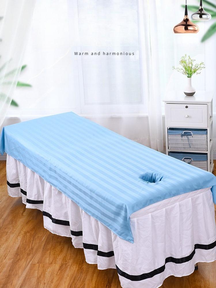 Silky Cotton Washable Wrinkle Resistant White Beauty Bed Sheet Beauty Salon Specific Single Piece Massage Bed Towel with Holes Easy To Dry Bedding