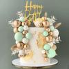 Balls Cake Topper Boho Grass Cake Topper Happy Birthday Cake Decorations for Wedding Birthday Boho Themed Party Supplies