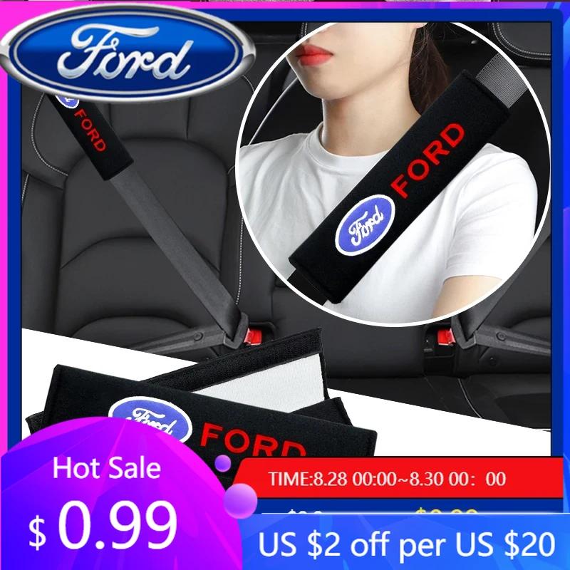 Car Sticker 2026 2pcs Car Seat Belt Covers Cotton Shoulder Pads For Ford Focus Fiesta Ranger Mondeo Escort Falcon Flex S-MAX Kug