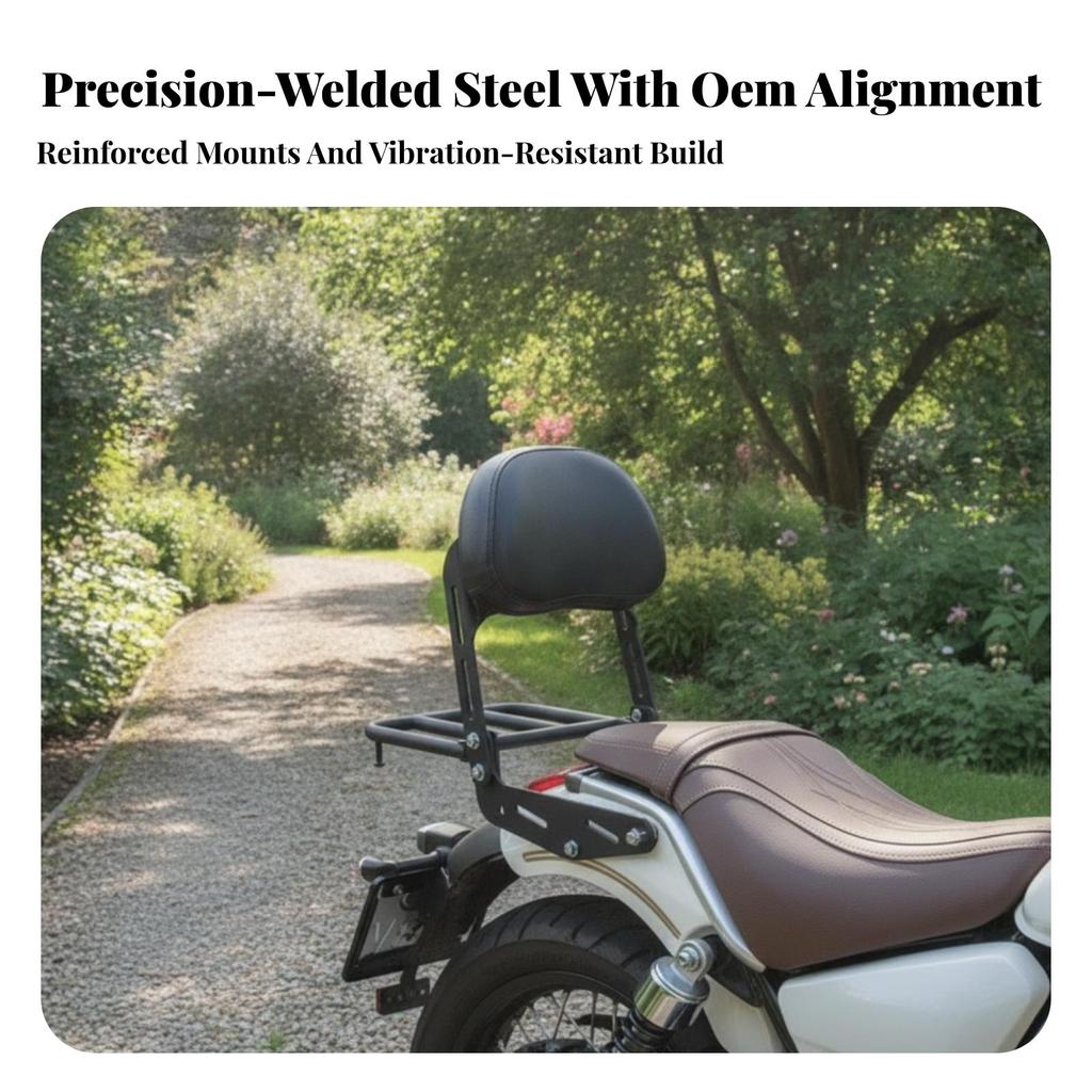 Motorcycle Rear Rack with Backrest | Sturdy Metal Frame, Slotted surface Surface, Cargo