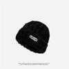 New women's winter plush warm thickened knitted hat wool stripes show small face big head circumference ear protectors stacking hat