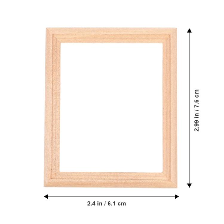 1/12 Scale Natural Wood Mini Album Frames Realistic Tiny House Decors Crafting Supplies