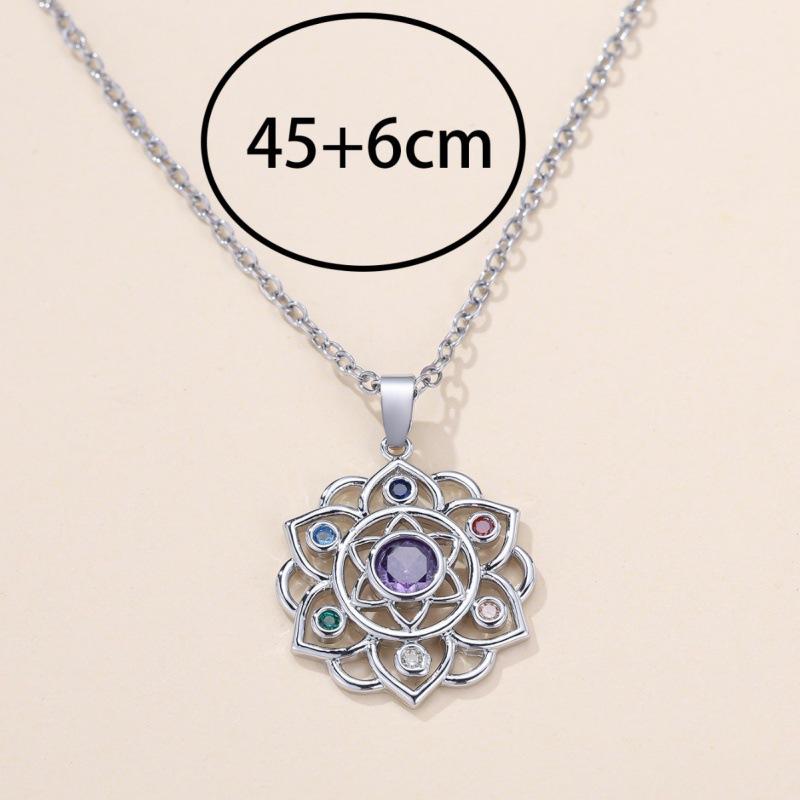 New Hot Sale Round Purple Edge Colorful Lotus Necklace