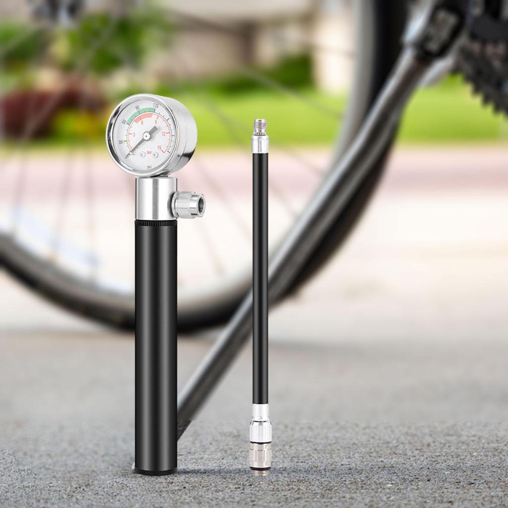 Bike Pump Bicycle Inflator with Gauge High Pressure Ball Needles Tire Portable