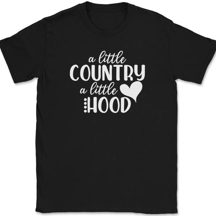 

A Little Country A Little Hood T-Shirt Funny Cowboy Cowgirl Music Tee 4XL