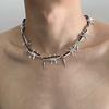 Punk Metal Thorn Rivet Choker Necklace For Men Woman Gothic Hip Hop Copper Color Clavicle Chain Necklace Y2K Zircon Accessories