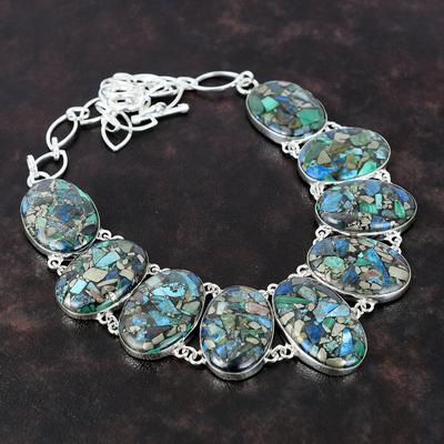 Copper Azurite Malachite Necklace 925 Sterling Silver Necklace Very Pretty Gemstone Jewelry Handmade Adjustable Chain Necklace Gift For Girl