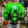 Men's Halloween Print Neck Long Sleeve Sweatshirt Casual Pullover Top