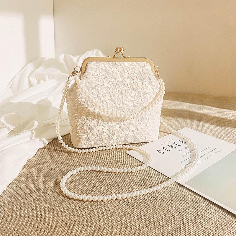 Mobile Phone Bag New Cloud Cheongsam Women's Bag Pearl Chain Messenger Bag Mouth Gold Cosmetic Bag