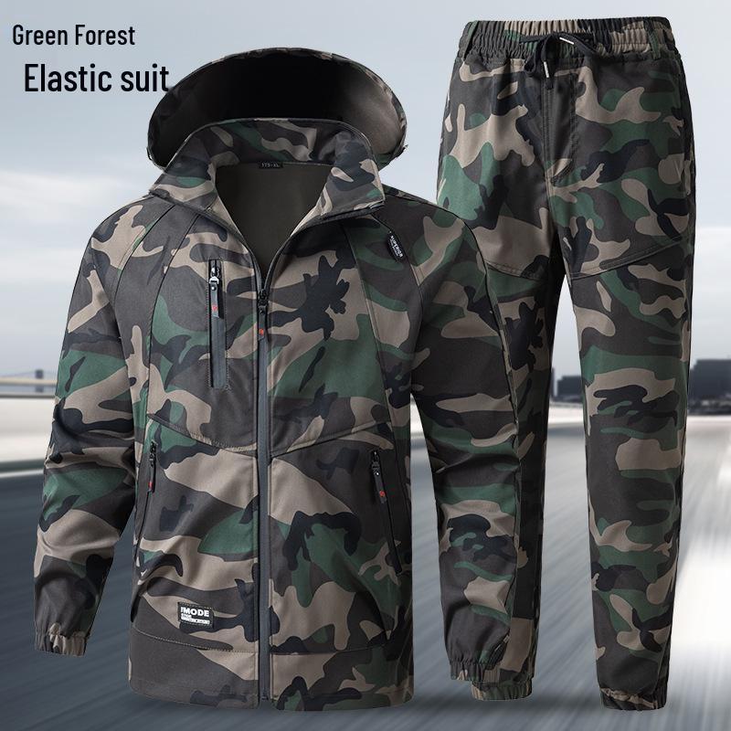 

Мужской ветрозащитный камуфляжный рабочий комплект - Водоотталкивающий, Эластичный, Устойчивый к пятнам, Износостойкий, Утепленный для весны и осени. 165/80A for around 100 lbs