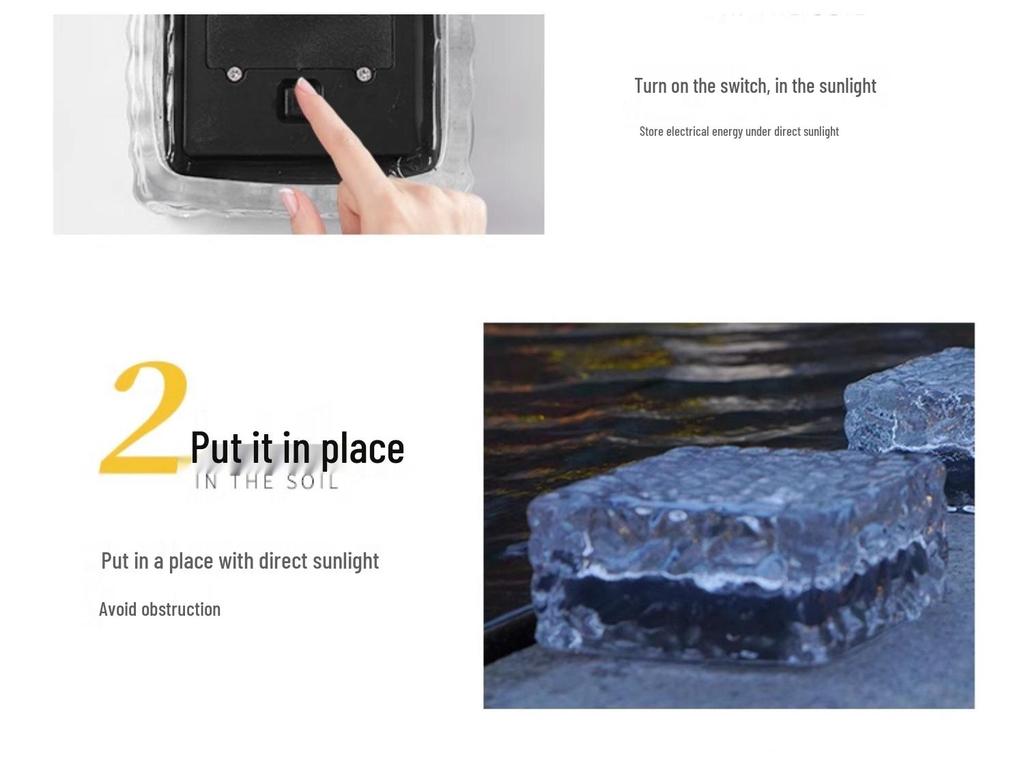Solar Ice Brick Waterproof Outdoor Garden Light